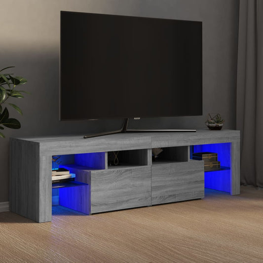 TV skrinka s LED svetlami sivá sonoma 140 x 36,5 x 40 cm
