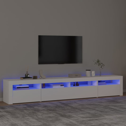TV skrinka s LED svetlami biela 240x35x40 cm