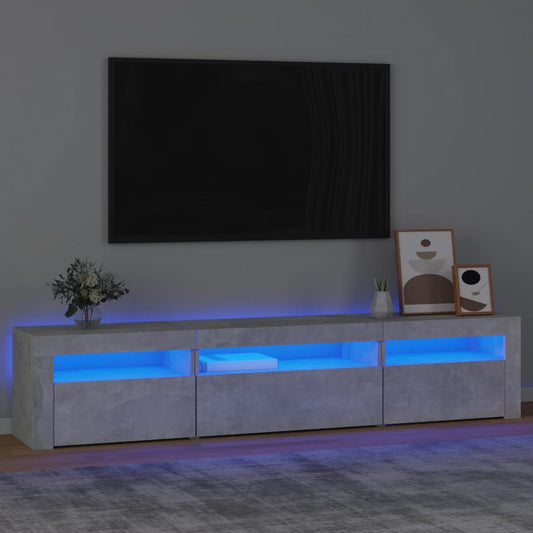 TV skrinka s LED svetlami betónová sivá 195x35x40 cm