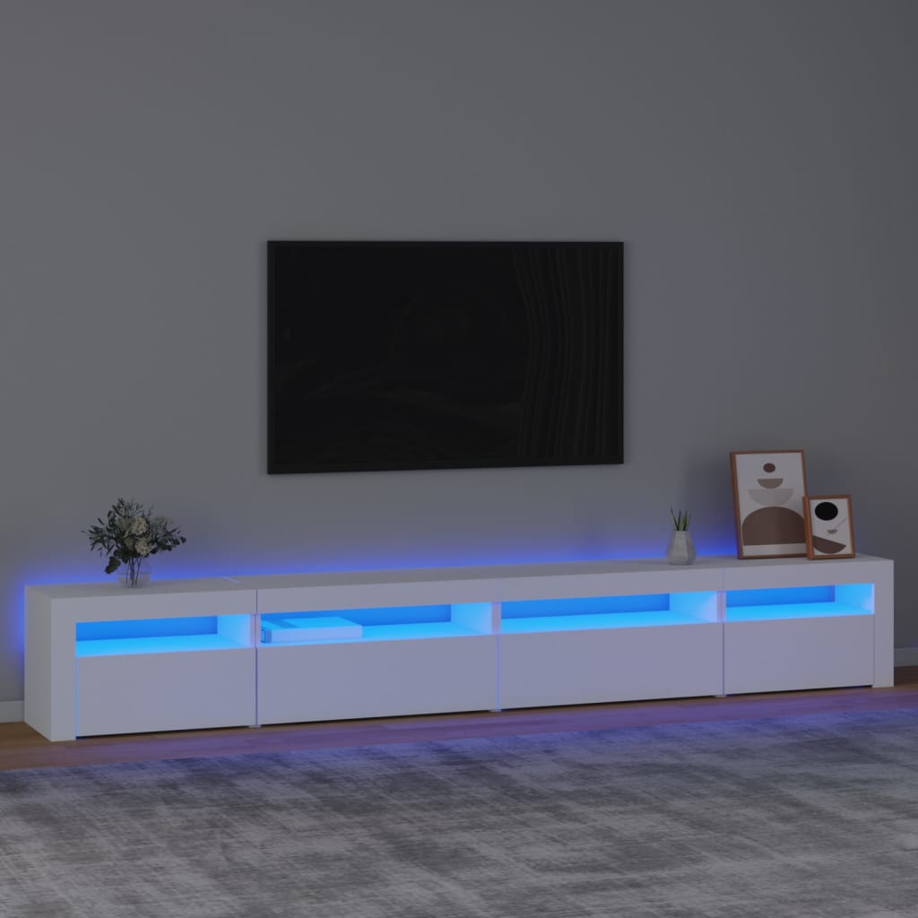 TV skrinka s LED svetlami biela 270x35x40 cm