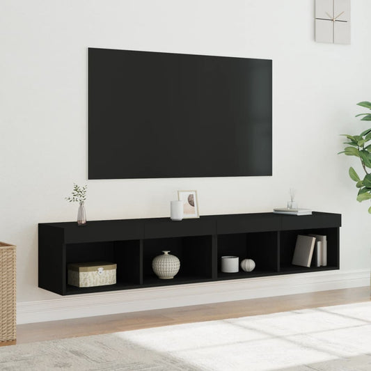 TV skrinky s LED svetlami 2 ks čierne 80x30x30 cm